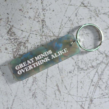 Great Minds Overthink Alike Keychain Angled View